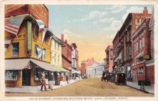 New London Connecticut Main Street Showing Savings Bank White Borders PC U1763 picture