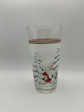 Vintage KIG Indonesia Frosted Winter Snow Scene Glass Tumbler Christmas picture