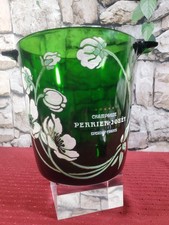 VTG Heavy Perrier Jouet Glass Champagne Bucket - Hunter Green Glass - Clean picture
