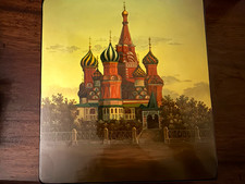 Vintage USSR Fedoskino Lacquer Box St Basil’s Cathedral Hand Painted Large picture