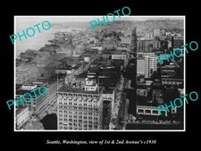 OLD LARGE HISTORIC PHOTO OF SEATTLE WASHINGTON AERIAL VIEW OF 1st & 2nd AVENUE picture