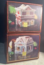 Set / 2 Vintage Lenox For The Holidays Village Toy Shop & Fire Station Christmas picture