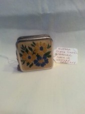 Vintage Cloth Measure Retractor Square Floral Metal Inches Works West Germany picture