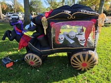 Gemmy Halloween Airblown Inflatable Carriage Hearse 12ft Vintage Skeleton Horse picture