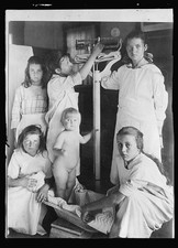 Photo:1910s Children Hospital Ward Nurses Weighing Baby Medical Photo picture
