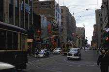 Downtown Montreal Canada Peel Street Scene 1956 35MM Red Kodachrome Slide picture