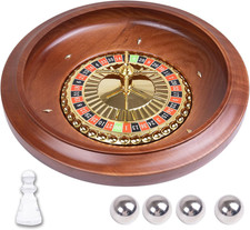16 Inch Wooden Roulette Wheel, Handcrafted Casino Style Solid Wood Roulette with picture