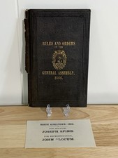 Antique Rhode Island RI 1866 Rules + Orders Of General Assembly Book + Ticket picture