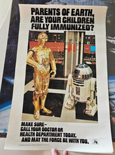 Vintage 1977 Star Wars C-3PO R2-D2 Childhood Immunization CDC Public Poster 22