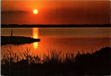 Sunset Over Lake Vintage Postcard 5P18-17 picture