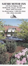 c1995 Safari Motor Inn Motel McMinnville Oregon Brochure picture