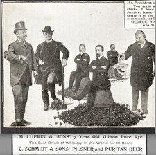 RARE = Teddy Roosevelt 1902 Coal Strike Dasch Schmidt Beer Gibson Rye Trade Card picture