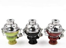 Stainless Still HOOKAH WIND COVER W/ Ceramic Bowl Metal Screen ...Assorted color picture