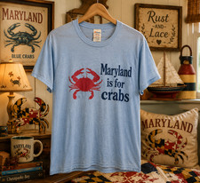 VTG 70s Maryland Is For Crabs T Shirt NOS Deadstock Hanco USA Small picture
