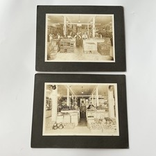 Antique Photograph On Board Inside Building, General Store, Food Pumpkins, Men picture