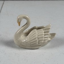 Lenox Swan Cake Topper 24 kt Gold Trim Vintage Bridal Card Holder Porcelain picture