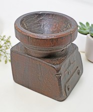 Antique Wooden Seed Holder Bijni Original Old Fine Hand Carved picture