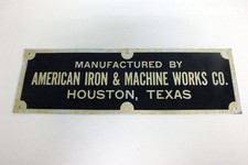 Vtg 1940s American Iron & Machine Works Co Houston Texas Tx Tin Sign Advertising picture