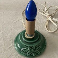 VTG Small Ceramic Christmas Tree Bulb Base With Holly  Replacement Part Working picture