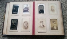 Antique CDV Photo Album Mixed Tintype & Carte de Visite Victorian Photograph picture