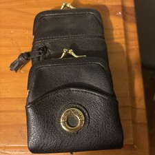 Vtg 80s SASSON Multi Compartment Wallet Black Kiss Lock Coin Purse Pouch Rare ( picture