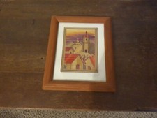 Collectible Mexican Folk Art Framed Popotillo Church, Buildings picture