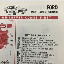 1966-69 Ford Bronco, Galaxie, Custom CHEK-CHART SERVICE TUNE UP ALIGNMENT CHART picture