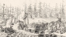 NETHERLANDS. Boarding of Prince Orange, Helvoetsluys 1845 old antique print picture