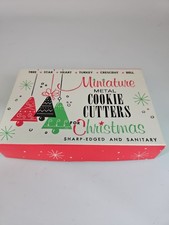 Vintage Six Miniature Metal Christmas Cookie Cutters In Original Box Turkey picture