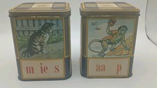 Vintage Dutch Cigar Tins Lot of 2 Senator Aap Noot Mies Monkey/Cat 1980s  picture