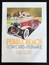 1980 Pebble Beach Concours Poster Blackhawk 18x24 Duesenberg Dick Cole Lodge picture