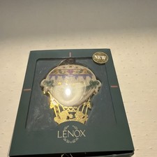1999 Lenox Across the Miles Porcelain & Gold Tone Ornament Hot Air Balloon EUC picture