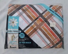 Vtg JC Penneys Fashion Manor Penn-Prest Orange/Mustard Stripe Sheets Double picture