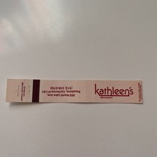 Kathleen's Restaurant N Lake Av Pasadena CA Vintage Slim Matchbook Cover TSD7-M6 picture