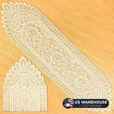 2 Pack Cotton Crochet Lace Rectangular Table Runner Doilies Table Dresser Scarf picture