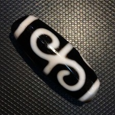 Ultra Energy Tibetan Top Old Agate Oily Patina Lotus Gulu Mantra DZi Bead Amulet picture