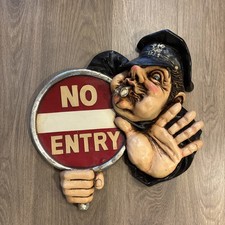 Vintage 3D Police Cop No Entry Wall Plaque Sign Retro Novelty Resin Plaster picture