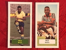 PELE FOOTBALL-SOCCER CARDS BRAZIL & SANTOS CARDS-RARE UK ISSUE-2 LOT-NRMINT-MINT picture