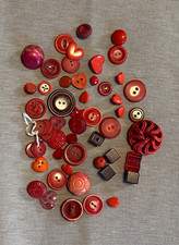 Vintage Red Button Lot Assorted Hearts Novelty Sewing Craft Buttons picture