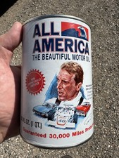 Vintage All America Motor Oil 1 Quart Can Dan Gurney Racing Eagle Unopened Mint picture