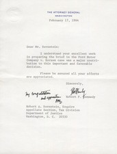 Robert F. Kennedy ~ Signed Letter as Attorney General Autographed Twice~ PSA DNA picture