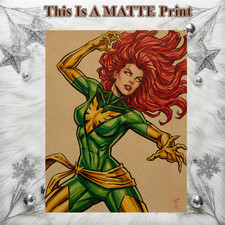 Jean Grey Phoenix Color Illustration Mixed Media Fine Art Print 8.5x11 - Keyeske picture