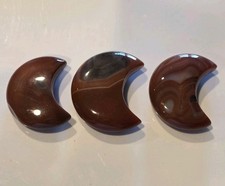 KCGS 3pc Carnelian Stone Moon Carving Quartz Crystal Specimen 136g #0190 picture
