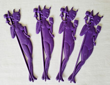 4 Vtg  1970s Smirnoff Vodka Vampire Gimlet Cocktail Swizzle Sticks Devil Woman picture