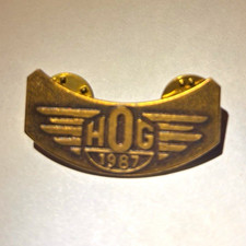 Harley-Davidson HOG 1987 Winged Metal Lapel Pin Double Clutch Back picture