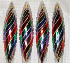 Lot VTG Glass Assorted Glitter Striped 6