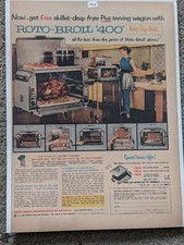 1950s Modern ROTO BROIL Kitchen Oven Housewife Fryer Vintage Poster Print Ad picture