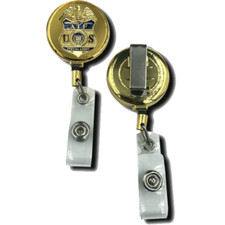 ATF Special Agent Gold Retractable ID reel metal ID card holder CL-005 ID-011B picture