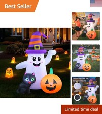 Adorable 5FT Halloween Ghost Inflatable with Cat & Pumpkin - Indoor/Outdoor Use picture