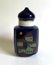 Vintage MCM Cobalt Blue Porcelain Tea Caddy by Dmitrov Porcelain Factory USSR picture